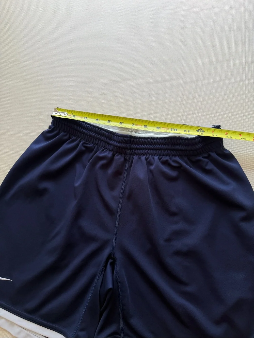Nike Dri-Fit Navy Athletic Shorts with White Accents size L